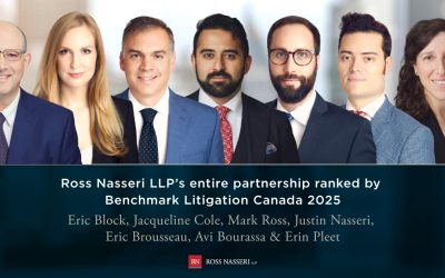 Ross Nasseri LLP’s entire partnership ranked by Benchmark Litigation Canada for 2025