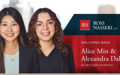 Ross Nasseri welcomes back Alexandra Daly and Alice Min as articling students