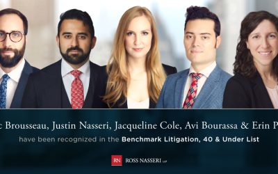 Eric Brousseau, Justin Nasseri, Jacqueline Cole, Avi Bourassa & Erin Pleet have been recognized in the Benchmark Litigation, 40 & Under List