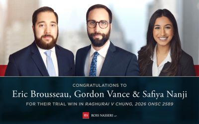 Congratulations to Eric Brousseau, Gordon Vance, and Safiya Nanji for their trial win in Raghurai v Chung, 2026 ONSC 2589