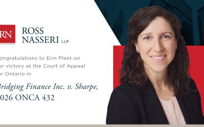 Congratulations to Erin Pleet on Her Victory at the Court of Appeal for Ontario in Bridging Finance Inc. v. Sharpe, 2026 ONCA 432