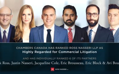 Ross Nasseri LLP recognized as Highly Regarded for Commercial Litigation and six partners ranked in Chambers Canada 2027